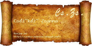Csákó Zsanna névjegykártya